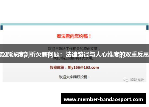 赵鹏深度剖析欠薪问题：法律路径与人心维度的双重反思